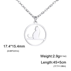Walking Cat Kitten Necklace for Women Stainless Steel Pendant Necklaces - PeticaDeals