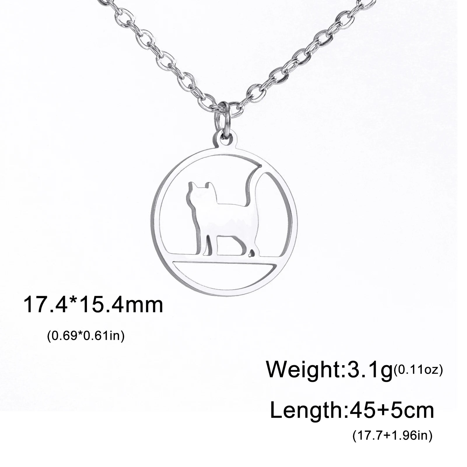 Walking Cat Kitten Necklace for Women Stainless Steel Pendant Necklaces - PeticaDeals