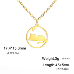 Walking Cat Kitten Necklace for Women Stainless Steel Pendant Necklaces - PeticaDeals