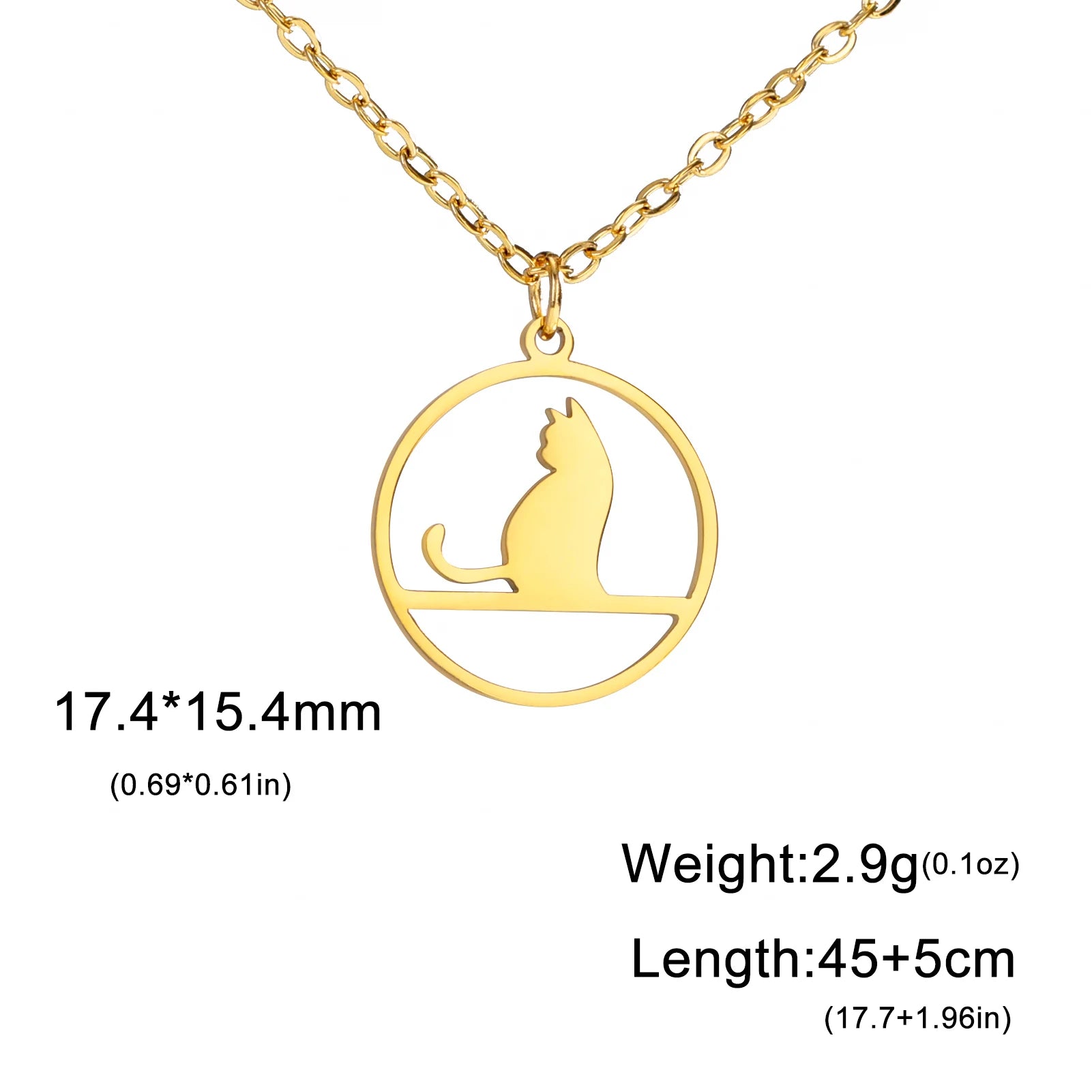 Walking Cat Kitten Necklace for Women Stainless Steel Pendant Necklaces - PeticaDeals