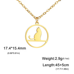 Walking Cat Kitten Necklace for Women Stainless Steel Pendant Necklaces - PeticaDeals