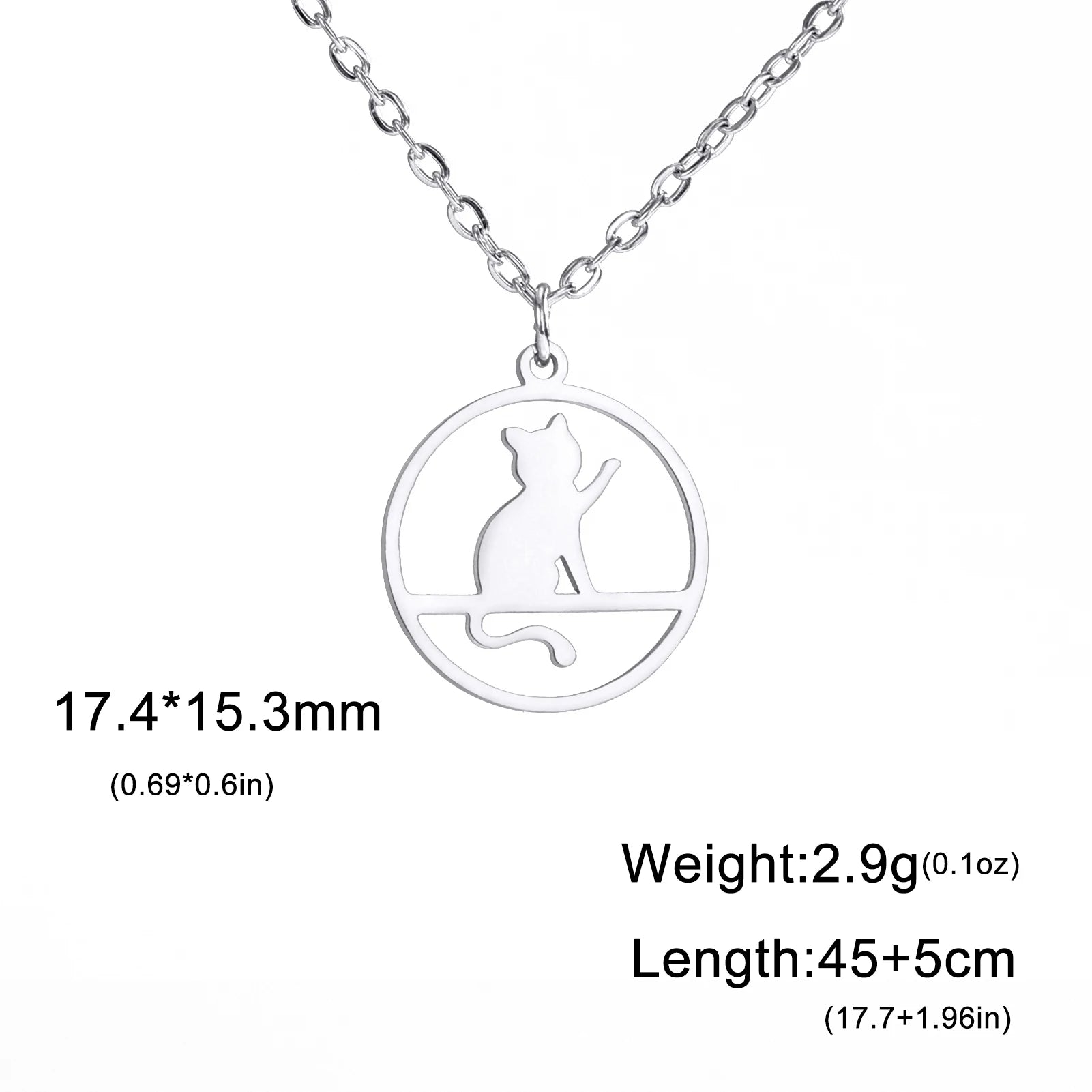 Walking Cat Kitten Necklace for Women Stainless Steel Pendant Necklaces - PeticaDeals
