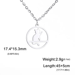 Walking Cat Kitten Necklace for Women Stainless Steel Pendant Necklaces - PeticaDeals