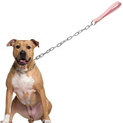 Walking Lead Rope Harness Leashes With Leather Handle Durable Dog Chain Leash Small Large Dogs - PeticaDeals