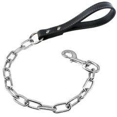 Walking Lead Rope Harness Leashes With Leather Handle Durable Dog Chain Leash Small Large Dogs - PeticaDeals