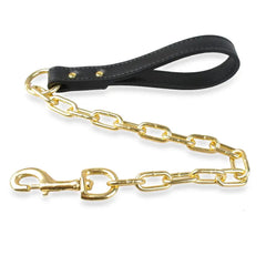 Walking Lead Rope Harness Leashes With Leather Handle Durable Dog Chain Leash Small Large Dogs - PeticaDeals