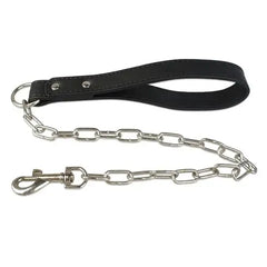 Walking Lead Rope Harness Leashes With Leather Handle Durable Dog Chain Leash Small Large Dogs - PeticaDeals