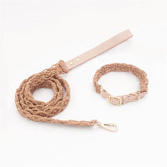 Wind Leather Hand Woven Dog Collar Leash Soft And Comfortable Pet Leash Adjustable Dog - PeticaDeals