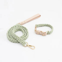 Wind Leather Hand Woven Dog Collar Leash Soft And Comfortable Pet Leash Adjustable Dog - PeticaDeals