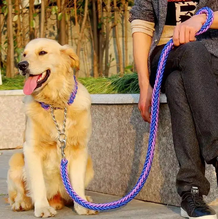 Wind Leather Hand Woven Dog Collar Leash Soft And Comfortable Pet Leash Adjustable Dog - PeticaDeals