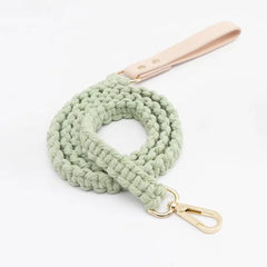 Wind Leather Hand Woven Dog Collar Leash Soft And Comfortable Pet Leash Adjustable Dog - PeticaDeals