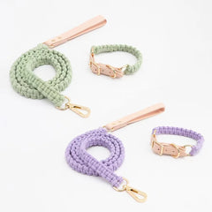 Wind Leather Hand Woven Dog Collar Leash Soft And Comfortable Pet Leash Adjustable Dog - PeticaDeals