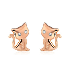Women's Stud Earrings Cat Shape 925 Sterling Silver Romantic 11 MM Cat Earring - PeticaDeals