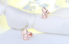 Women's Stud Earrings Cat Shape 925 Sterling Silver Romantic 11 MM Cat Earring - PeticaDeals