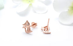 Women's Stud Earrings Cat Shape 925 Sterling Silver Romantic 11 MM Cat Earring - PeticaDeals