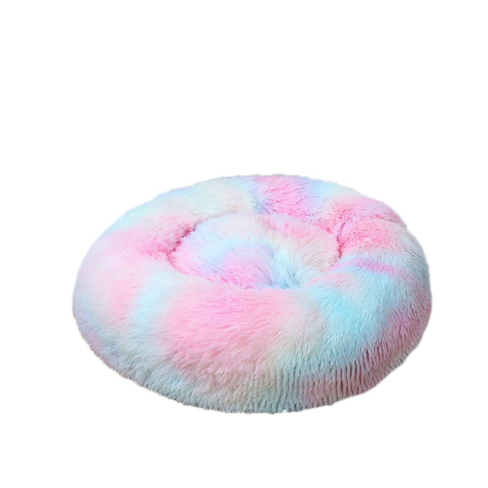Donut Dog Bed Warm Soft Long Plush Dog Cushion - PeticaDeals