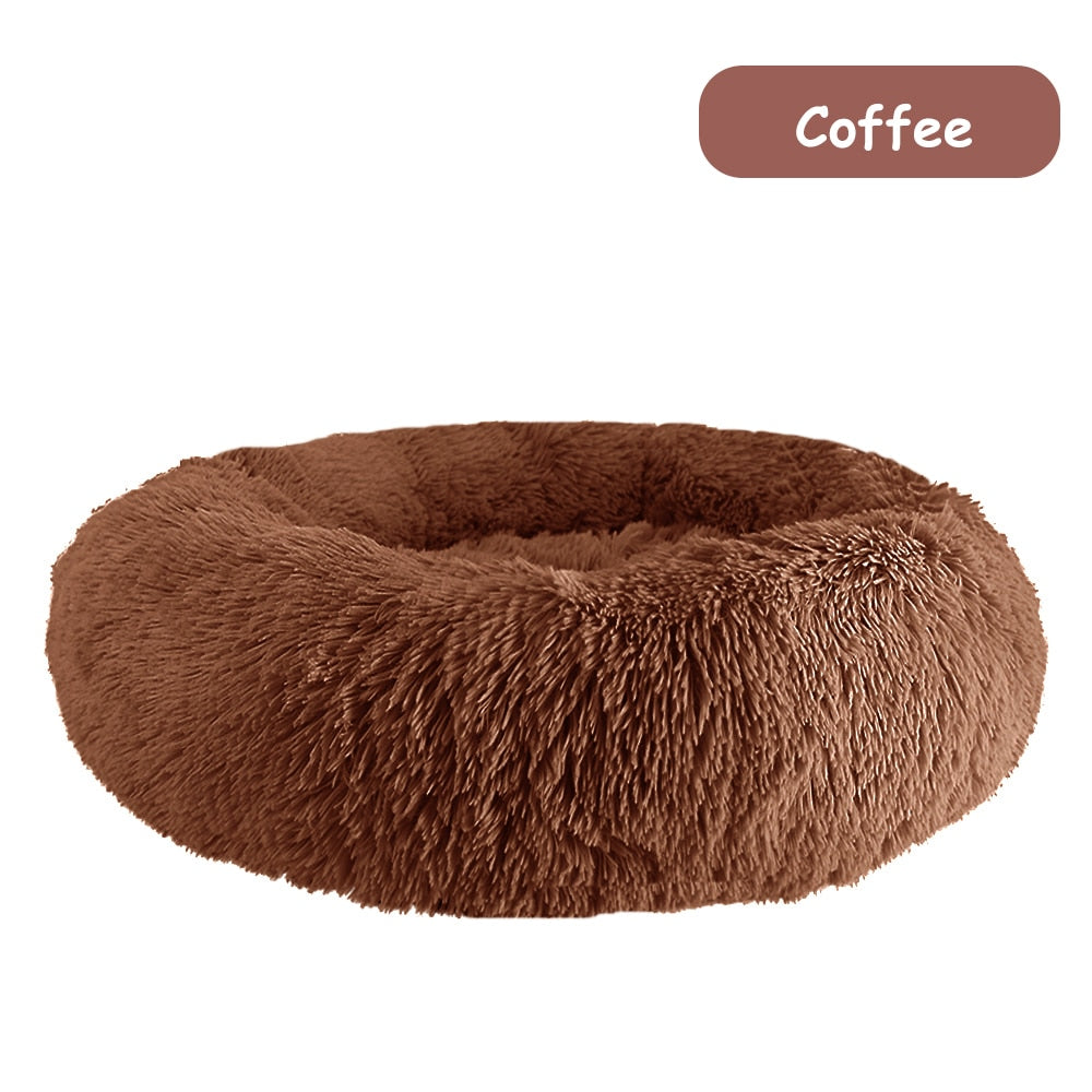 Donut Dog Bed Warm Soft Long Plush Dog Cushion - PeticaDeals