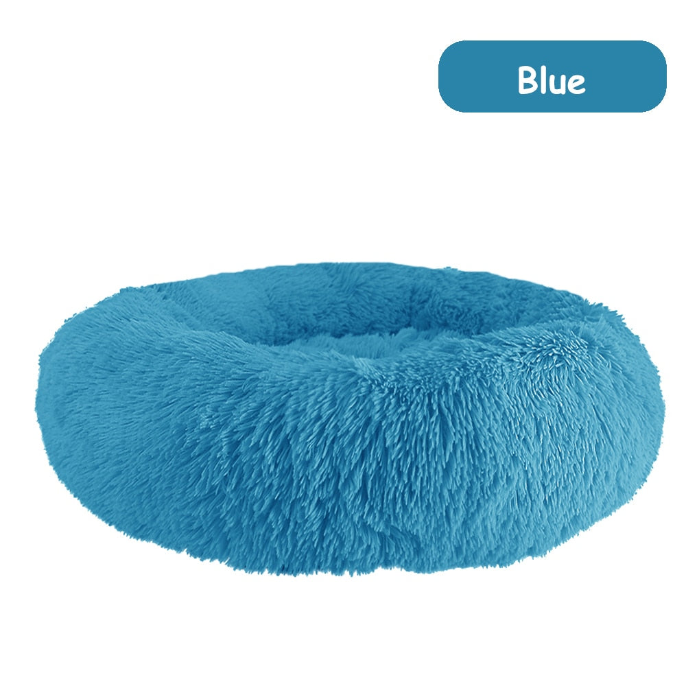 Donut Dog Bed Warm Soft Long Plush Dog Cushion - PeticaDeals