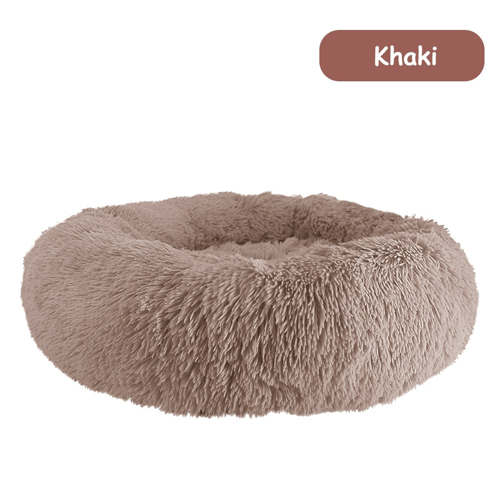Donut Dog Bed Warm Soft Long Plush Dog Cushion - PeticaDeals