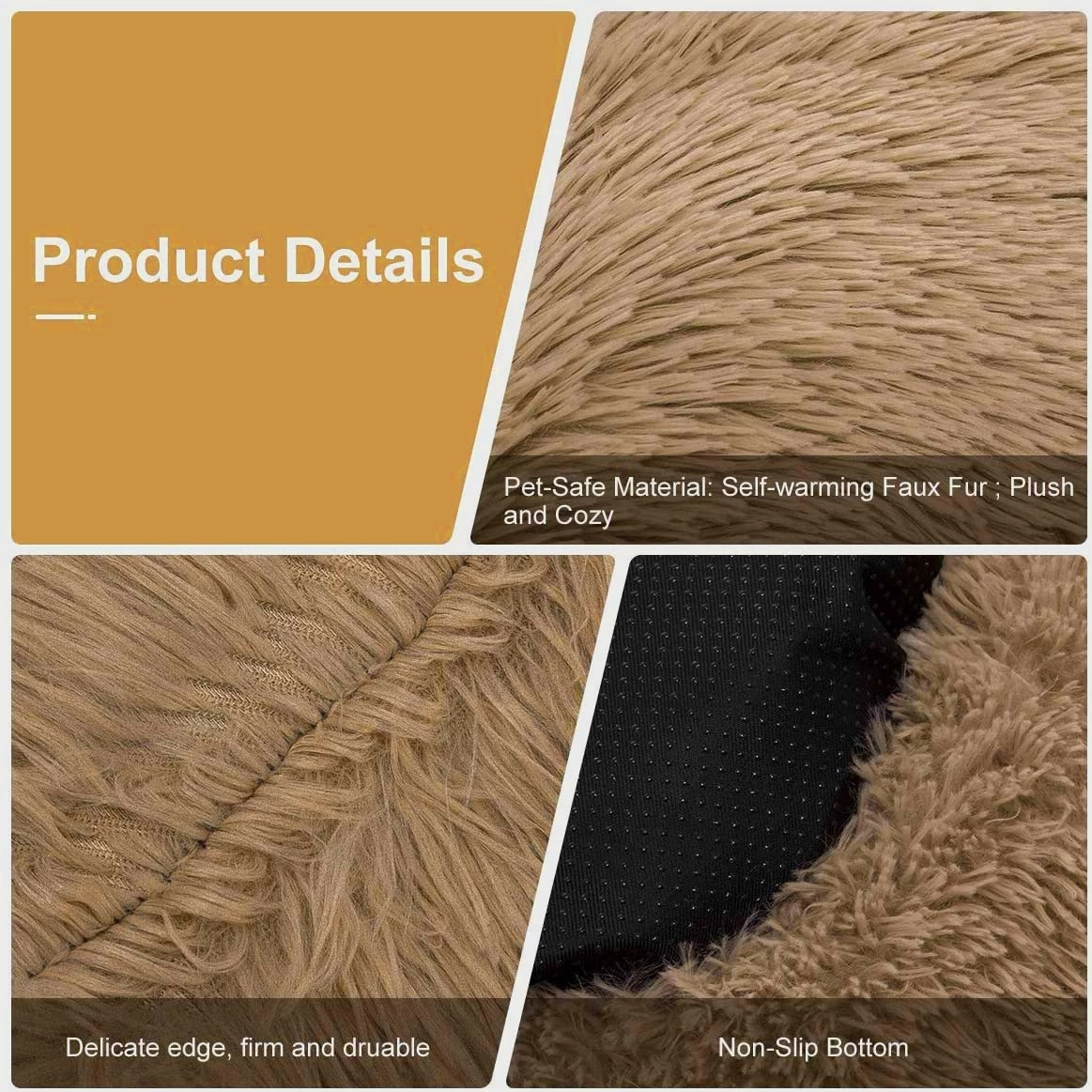 Donut Dog Bed Warm Soft Long Plush Dog Cushion - PeticaDeals