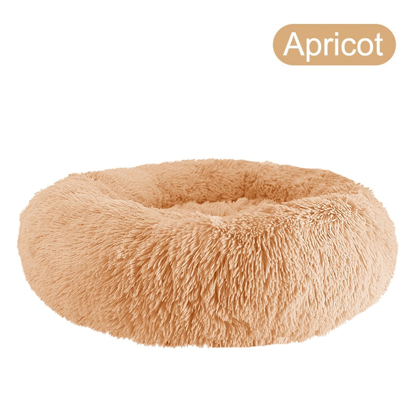 Donut Dog Bed Warm Soft Long Plush Dog Cushion - PeticaDeals
