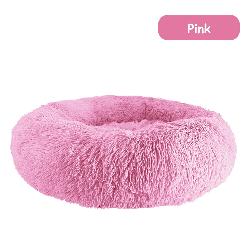 Donut Dog Bed Warm Soft Long Plush Dog Cushion - PeticaDeals