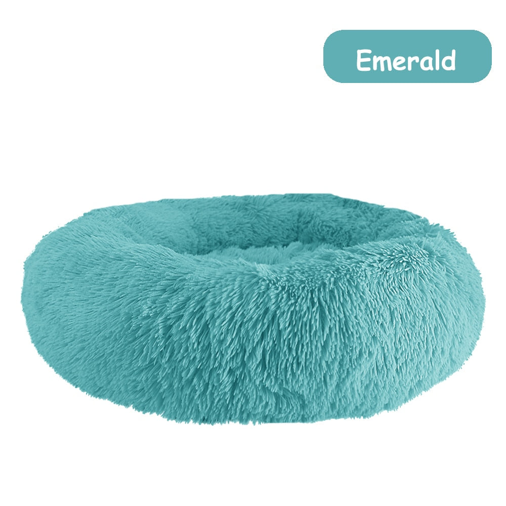 Donut Dog Bed Warm Soft Long Plush Dog Cushion - PeticaDeals