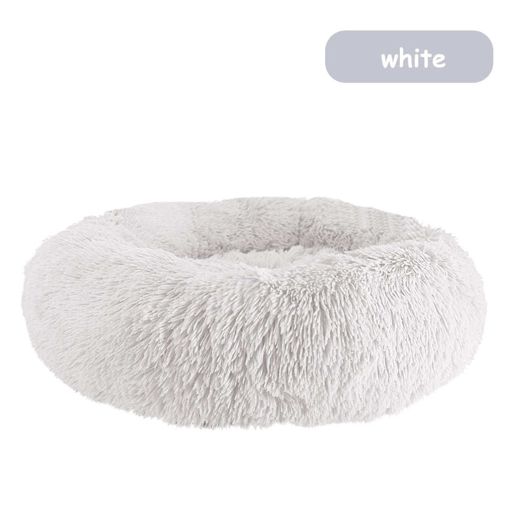 Donut Dog Bed Warm Soft Long Plush Dog Cushion - PeticaDeals