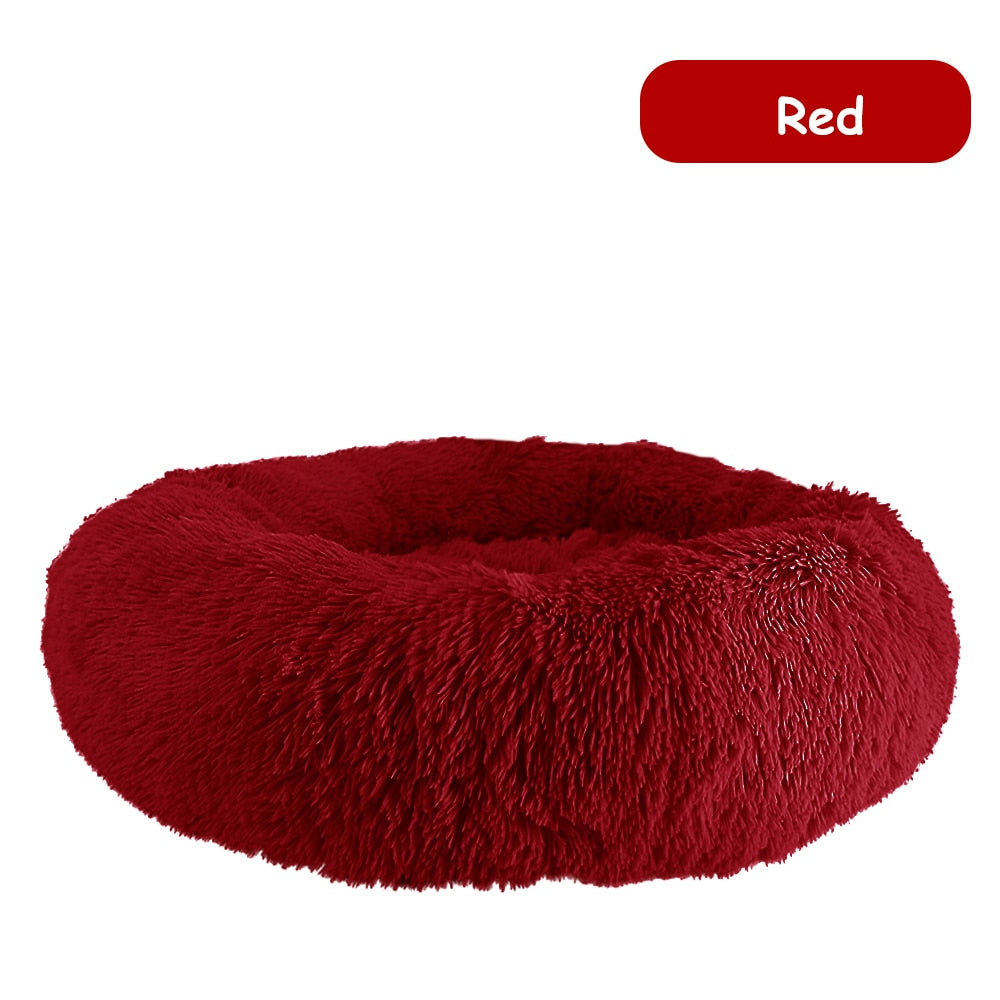 Donut Dog Bed Warm Soft Long Plush Dog Cushion - PeticaDeals