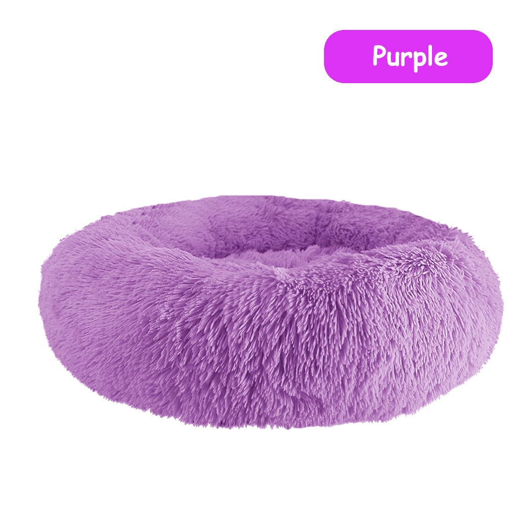 Donut Dog Bed Warm Soft Long Plush Dog Cushion - PeticaDeals