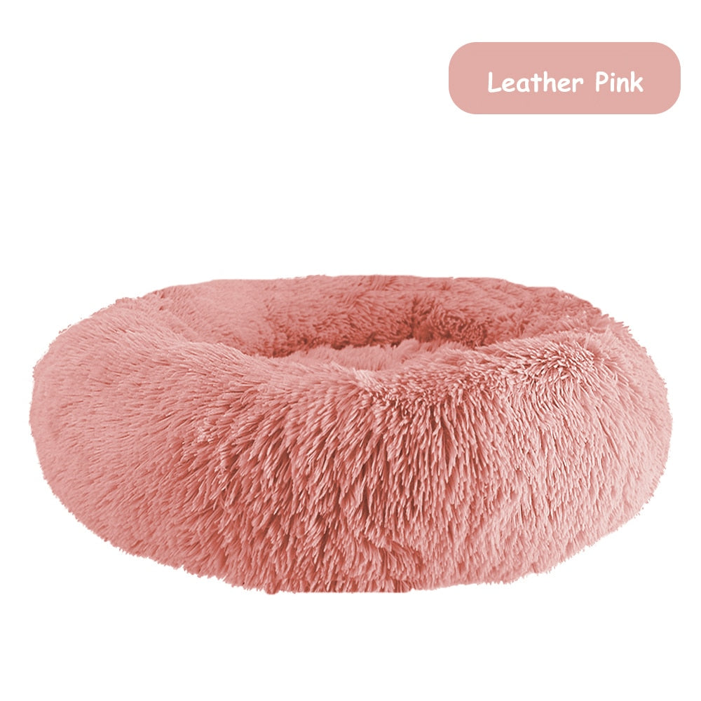 Donut Dog Bed Warm Soft Long Plush Dog Cushion - PeticaDeals