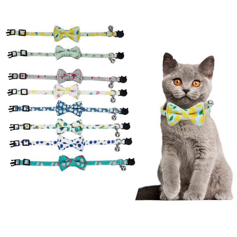 Safety Elastic Bowtie With Bell Small Dog & Cat Collar - PeticaDeals